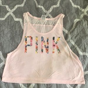 PINK muscle cropped tank XS
